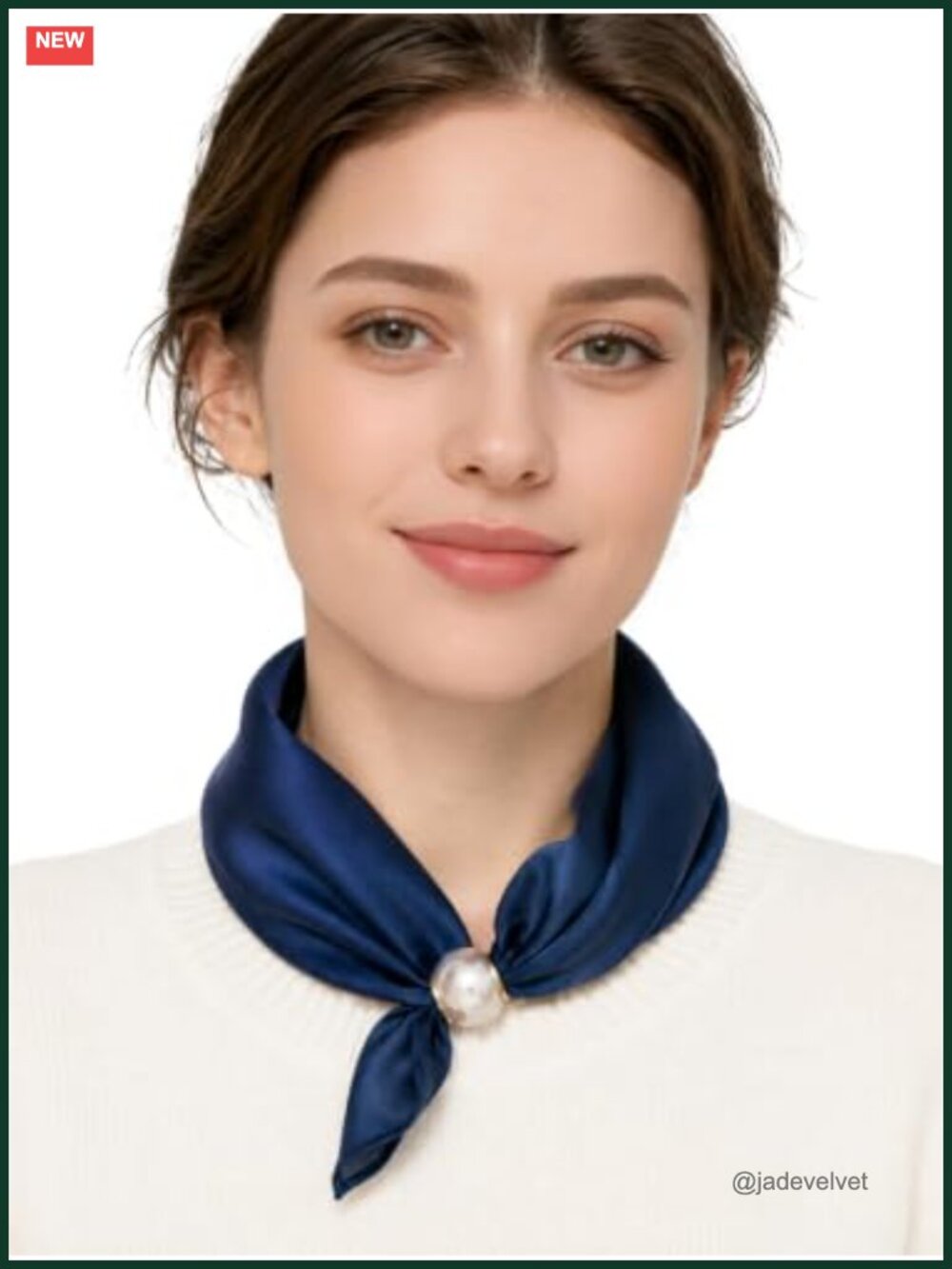 Satin Silk Scarf with Magnetic Pearl Clasp - Versatile Fashion Neck Scarf